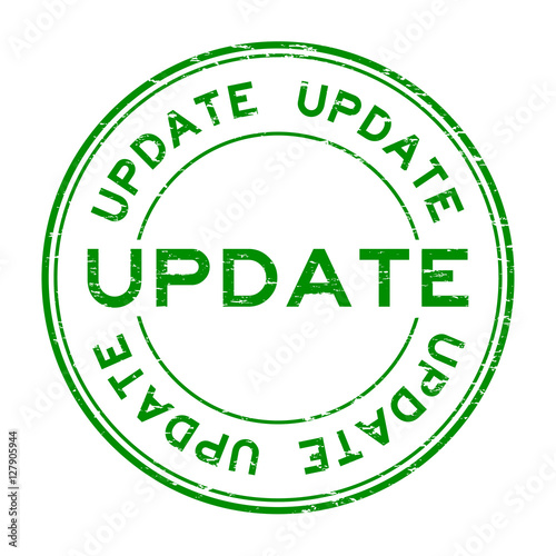 Grunge round green update rubber stamp