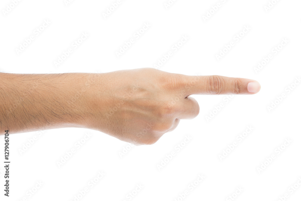 Hand finger pointing isolated on white background