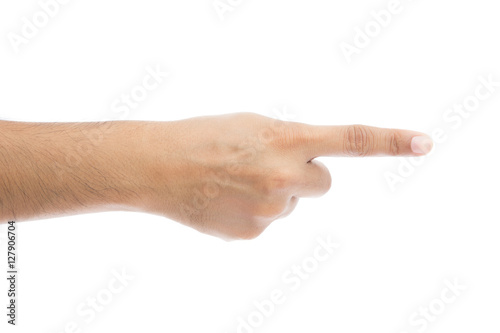 Hand finger pointing isolated on white background