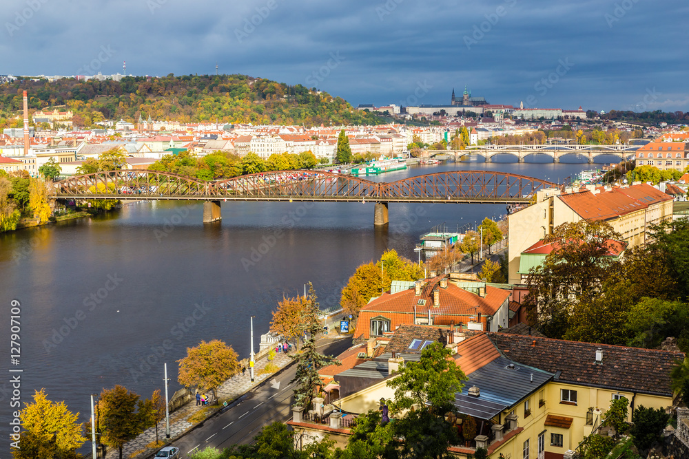 Vltava River And Prague Castle-Prague,Czech Rep.