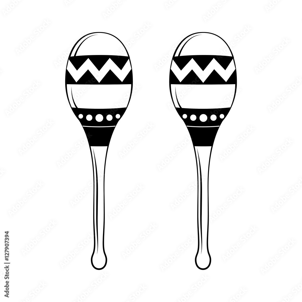 Vecteur Stock Hand drawing maracas. Symbol of Mexico, musical instrument isolated on white