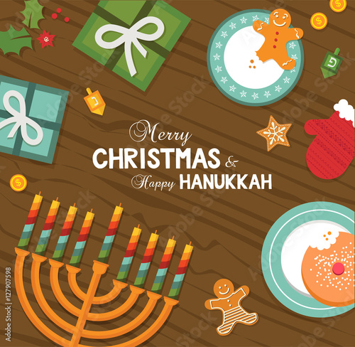 merry christmas and happy hanukkah celebration