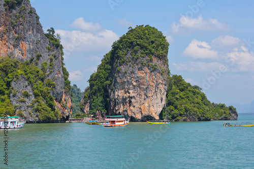 landscape view of the amazing sea island / A landscape view of the amazing sea island and tourist ship in Thailand Phuket 
