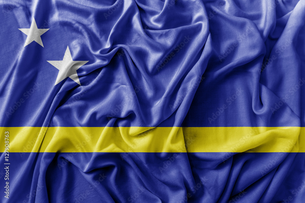 Fototapeta premium Ruffled waving Curacao flag