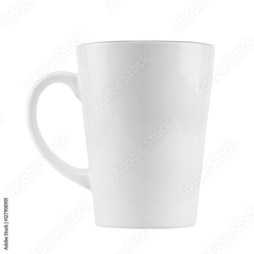 empty white coffee cup isolated on white background