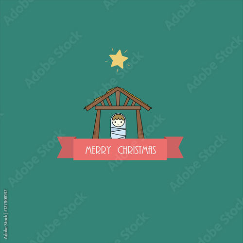 Merry Christmas baby Jesus and star.