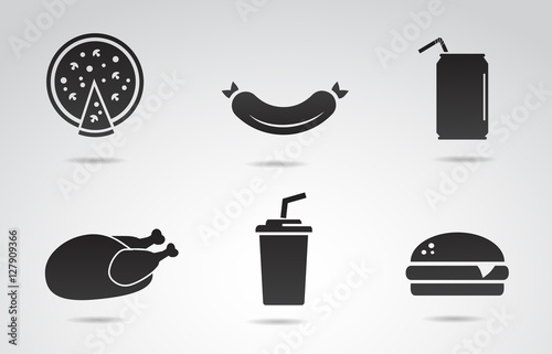 Fast food vector icon set.