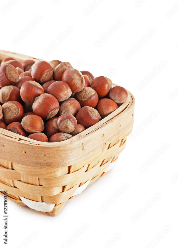 basket with hazelnuts basket with hazelnuts