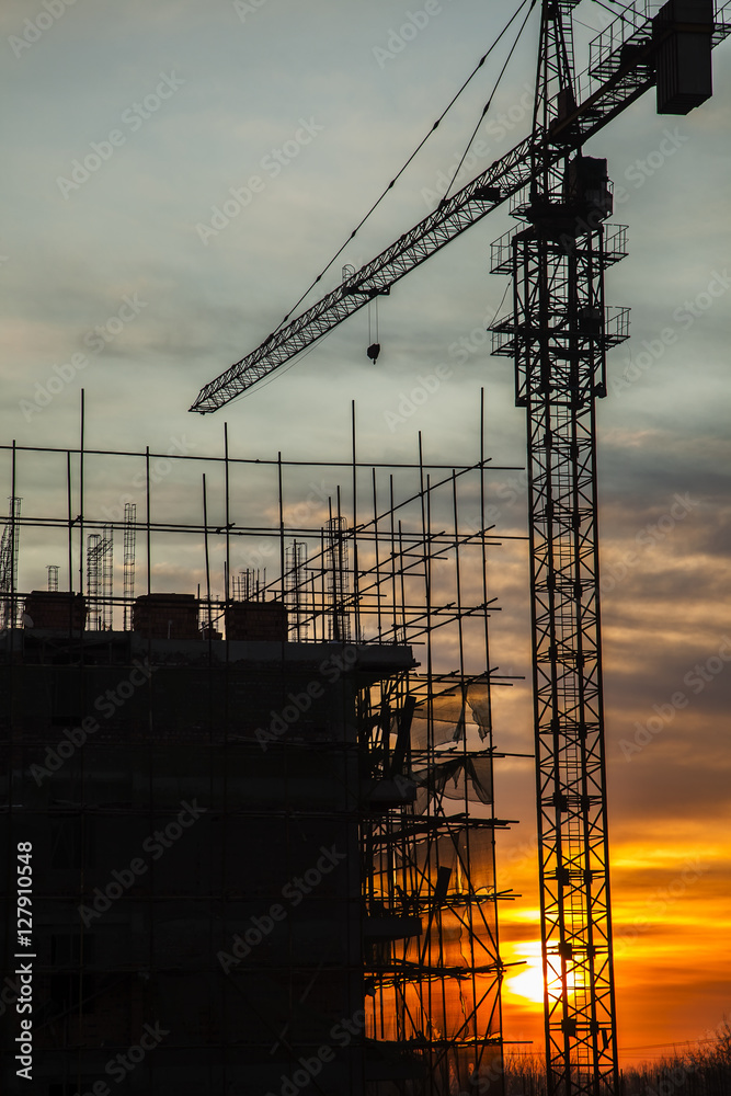 Construction site in the evening