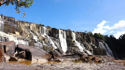 Moving footage 4k Pongour waterfall in Dalat Vietnam. Scenic mountain with fall photo