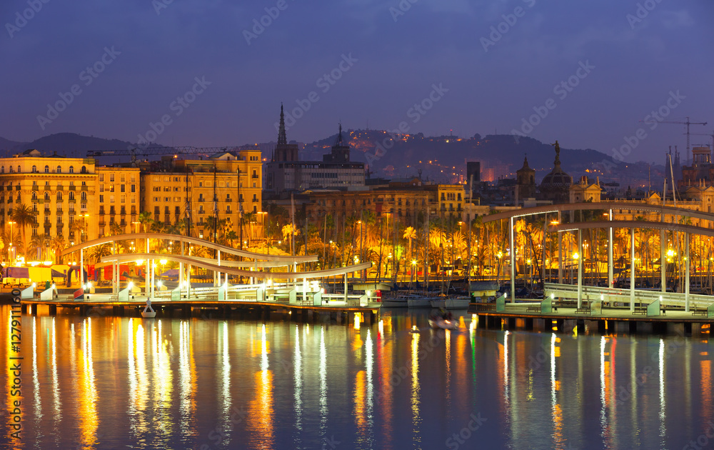 Port of Barcelona in dawn