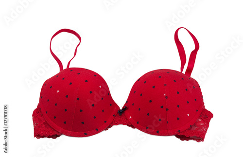 Red bra with pattern, isolate