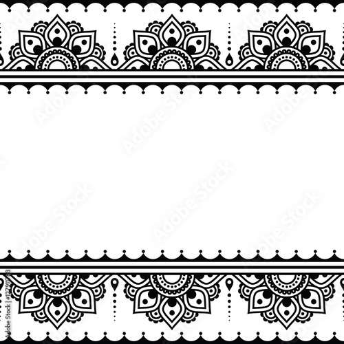 Mehndi, Indian Henna tattoo design - greetings card, lace ornament