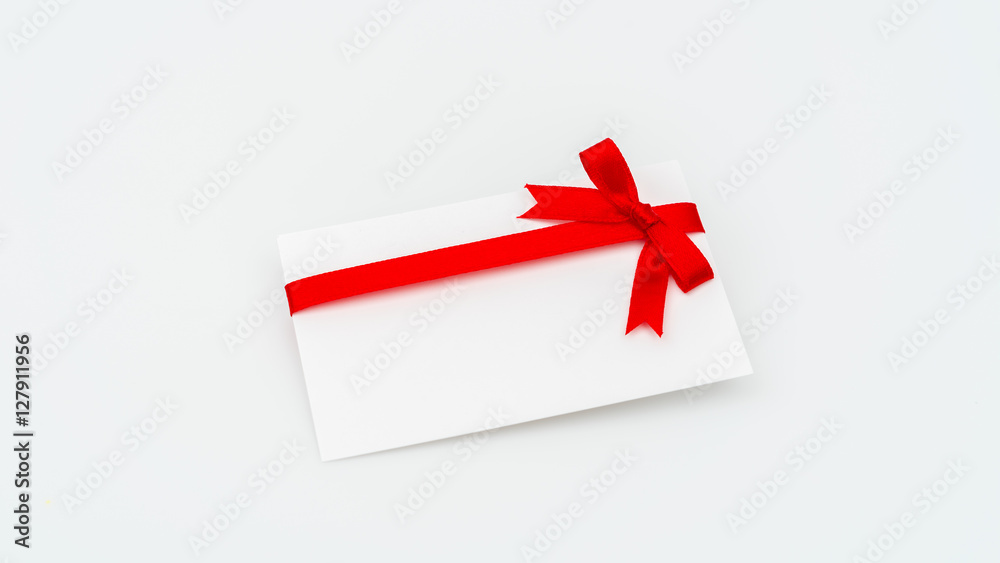 Card with red ribbons bows . Card with red ribbons bows .