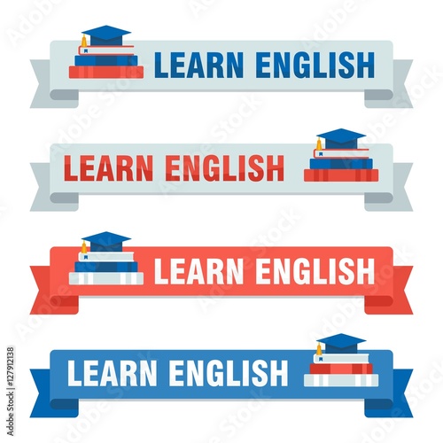 set of learn english baners