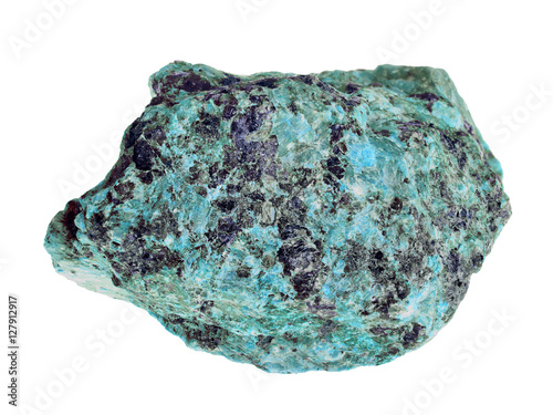 single cyan and black stone isolated on white