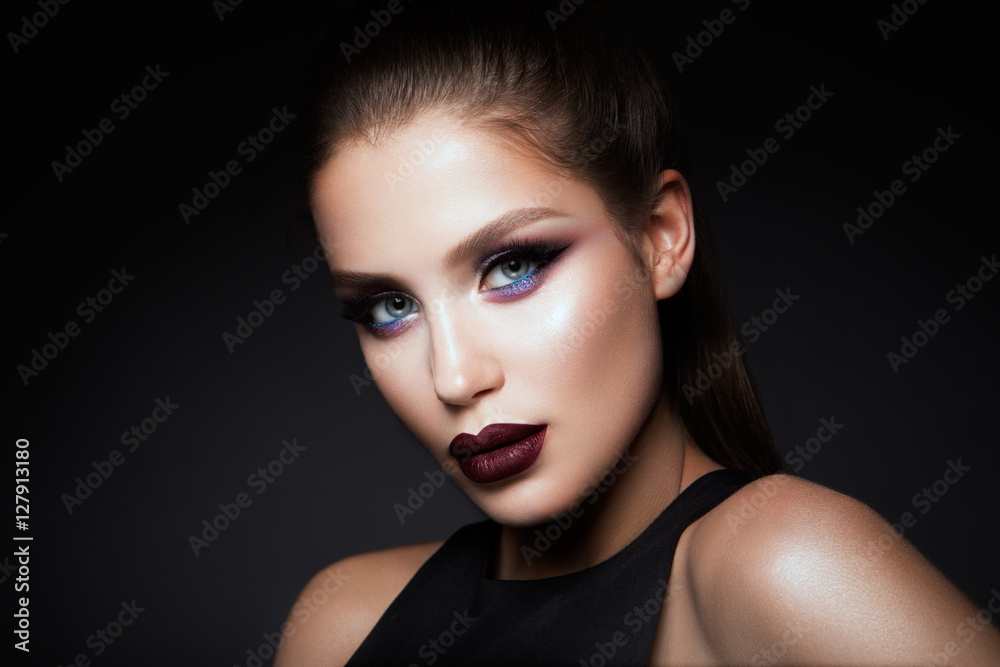 Beautyful girl with bright make up and beautiful hairstyle Beautyful girl with bright make up and beautiful hairstyle