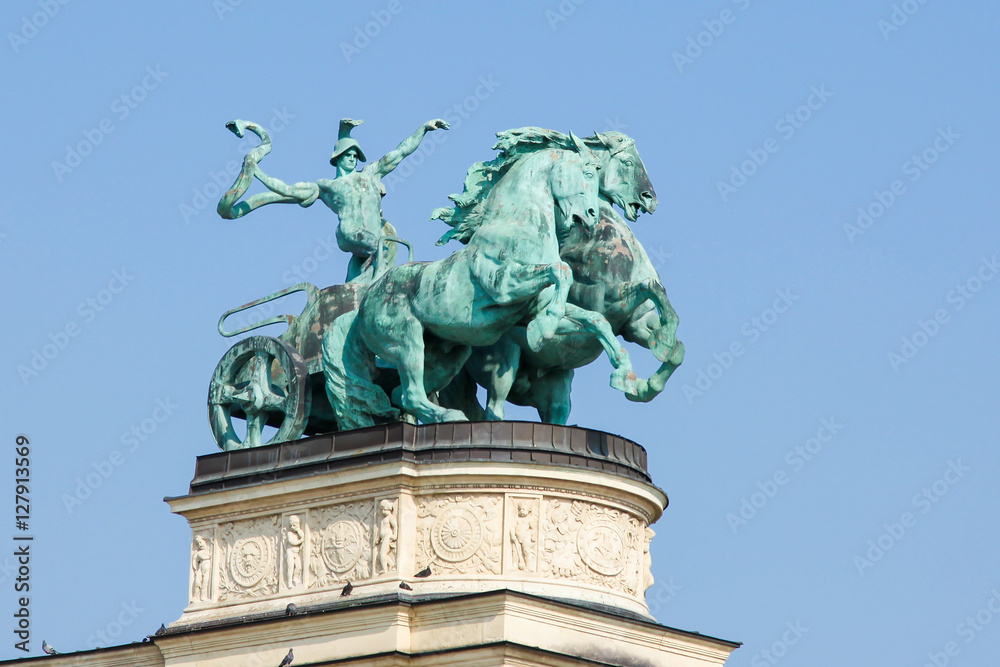 Statue of War on Heroes Square in Budapest, Hungary Statue of War on Heroes Square in Budapest, Hungary