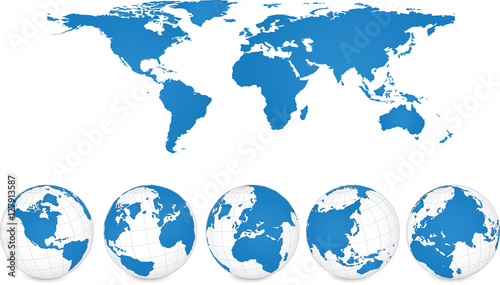 World Map and Globe Detail, Vector Illustration EPS 10.