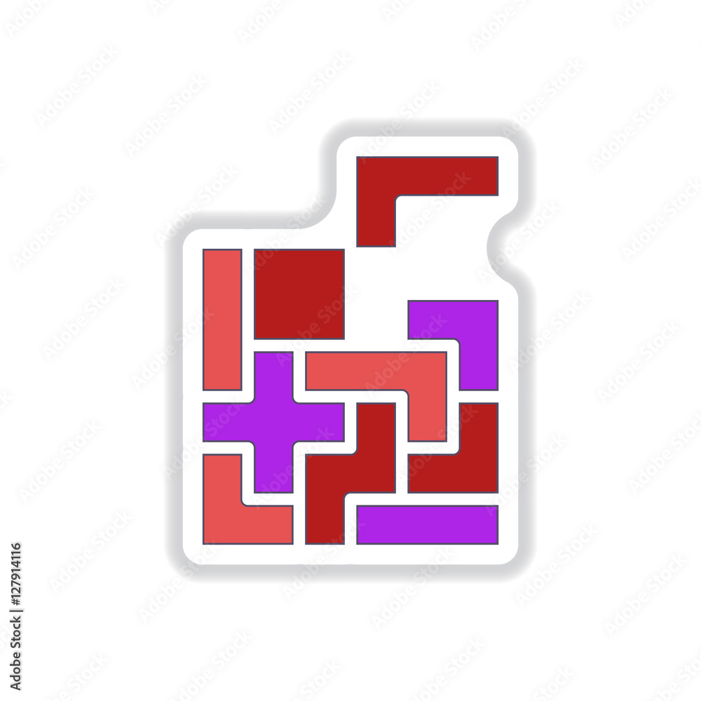 Vector illustration in paper sticker style Tetris pieces Vector illustration in paper sticker style Tetris pieces