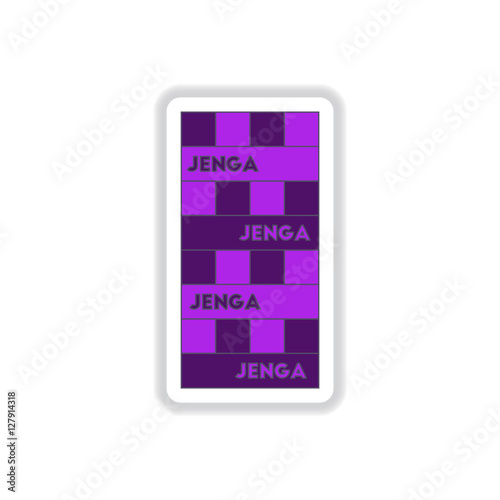 Vector illustration in paper sticker style Jenga tower