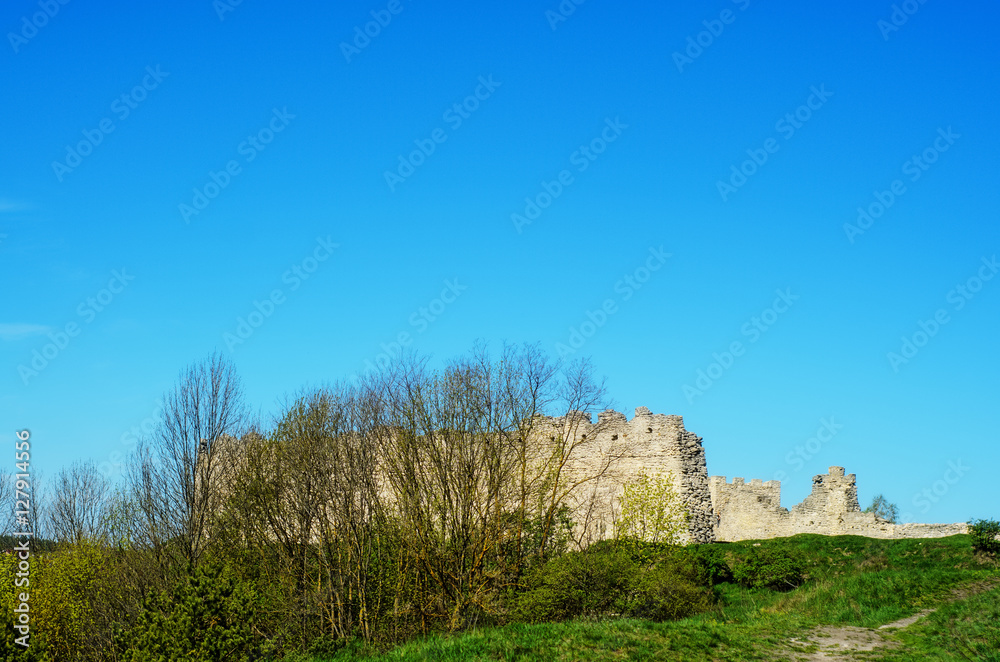 Ruin of medieval stone wall Kremenets, Ukraine