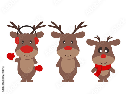 Cartoon Christmas reindeer vector set