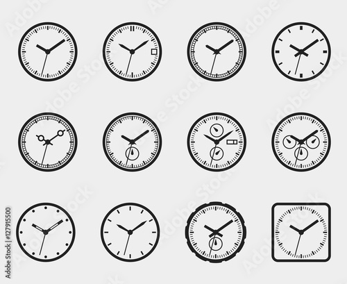 Time and clock icon set vector