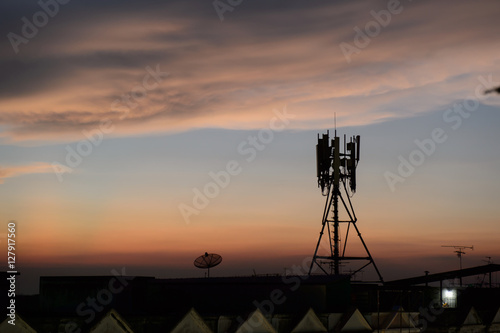 Silhouette telecommunications antenna for mobile phone.