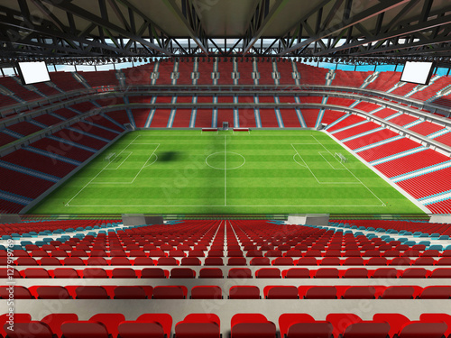 Football - soccer stadium for 50000 people with red chairs