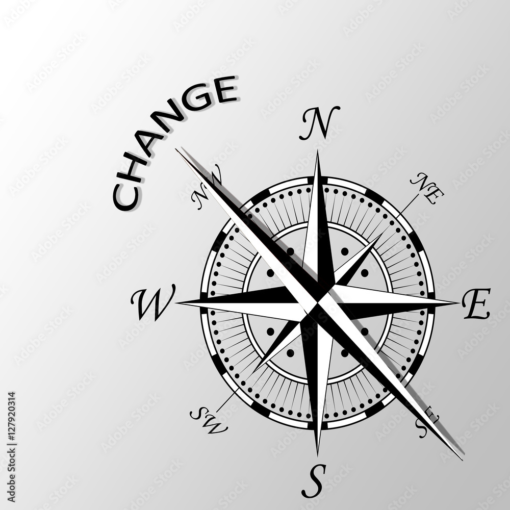 Illustration of change written aside compass