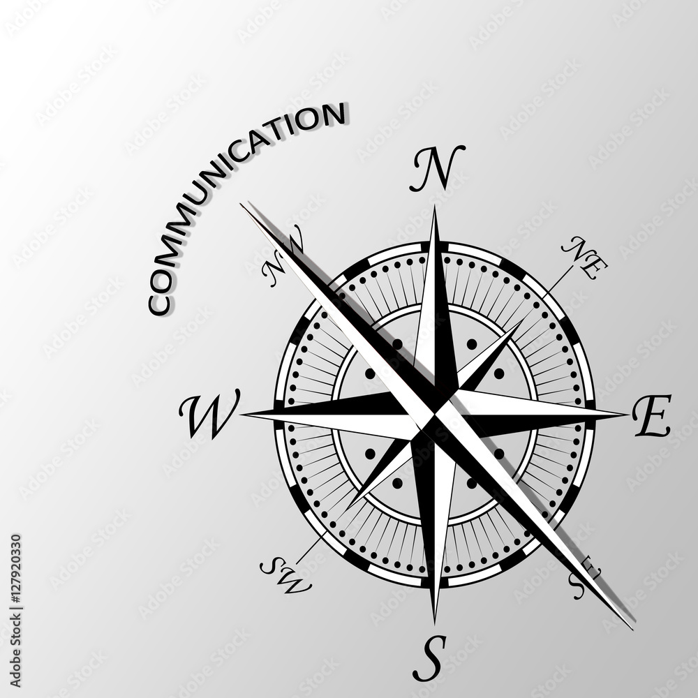 Illustration of Communication written aside compass Illustration of Communication written aside compass