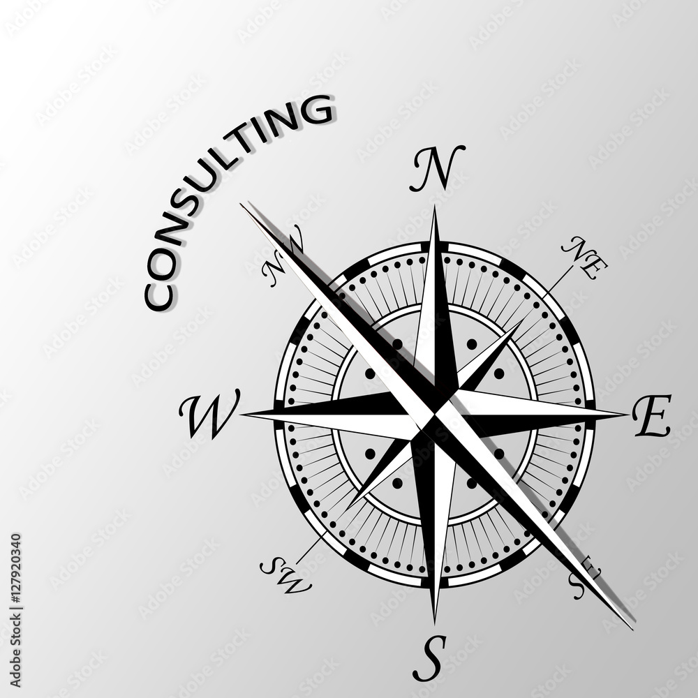 Illustration of Consulting written aside compass Illustration of Consulting written aside compass