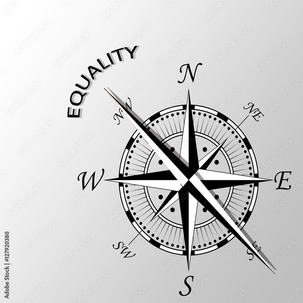 Illustration of Equality written aside compass Illustration of Equality written aside compass