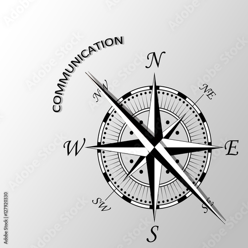 Illustration of Communication written aside compass