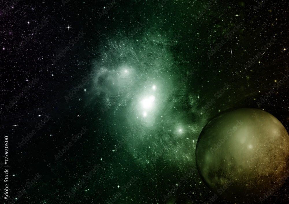 Fototapeta premium Stars, dust and gas nebula in a far galaxy