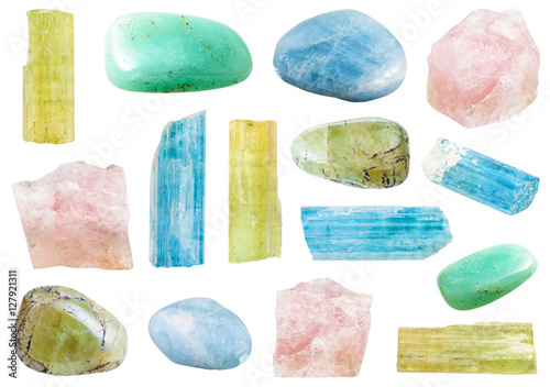 Tableau sur toile various beryl mineral crystals and gemstones