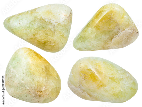 set of various polished datolite gemstones