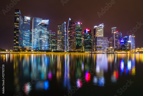 Singapore skyline and illuminated financial district night view © Mazur Travel