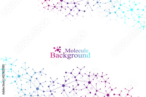 Modern Structure Molecule DNA. Atom. Molecule and communication background for medicine, science, technology, chemistry. Medical scientific backdrop.