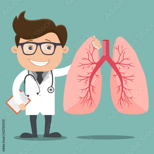 Doctor and lungs - vector illustration