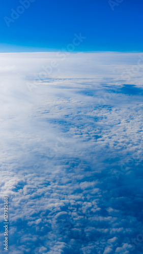  clouds from airplane window. height of 10 000 km. Clouds