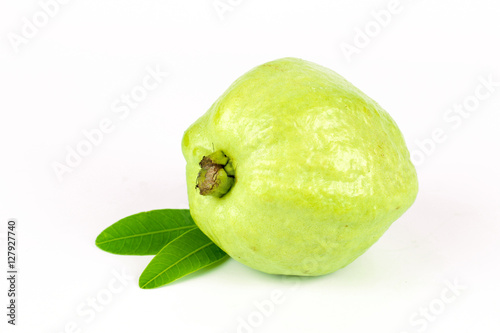 Fresh green Guava fruit on white background