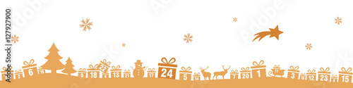 Advent calendar with landscape and gifts