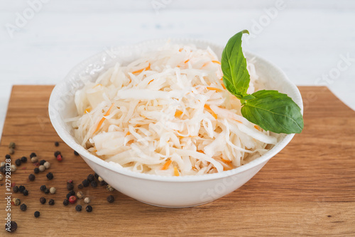 The sauerkraut in ceramic bowl