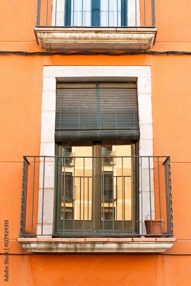 Fototapeta premium Vintage window with shutters outdoors view