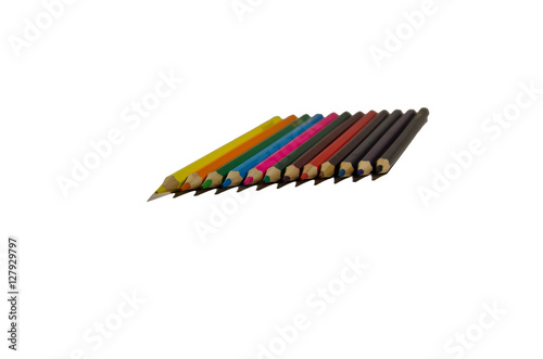 Colored pencils isolated on white background