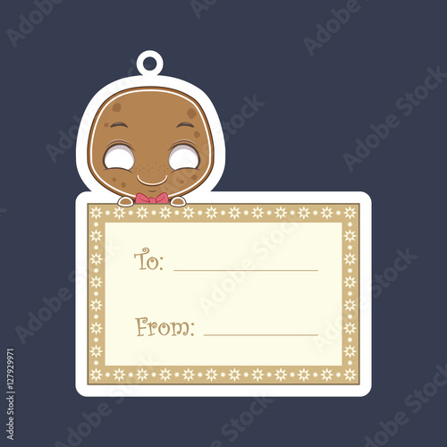 Gingerbread cookie man Christmas gift tag