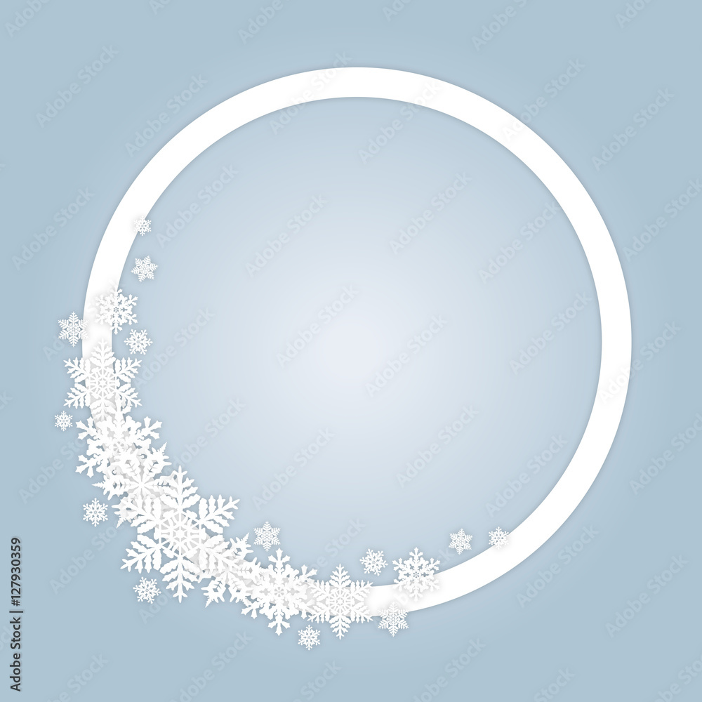 Snowflakes winter round frame with place for greetings and wishes Snowflakes winter round frame with place for greetings and wishes