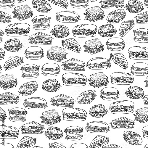 Sandwiches seamless pattern